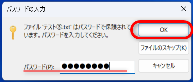 パスワード付きZipファイル展開画像③